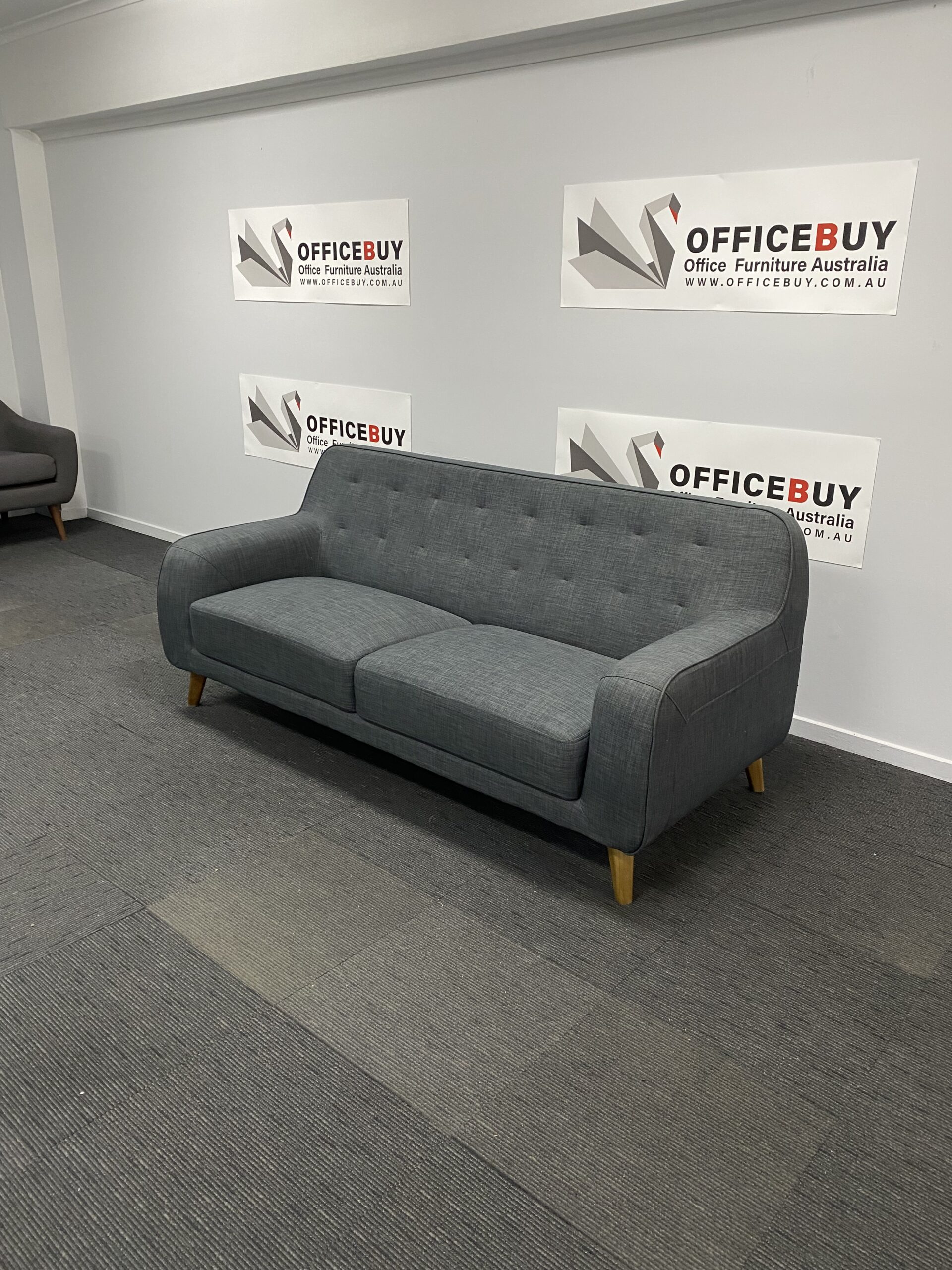 Second Hand Two Seater Sofa with Timber Feet OfficeBuy